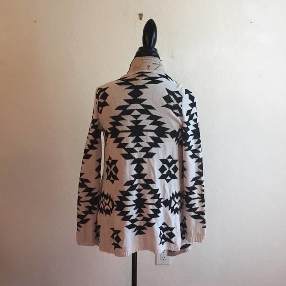 INC S cardigan black white sparkle rhombus cotton cozy - Picture 3 of 5